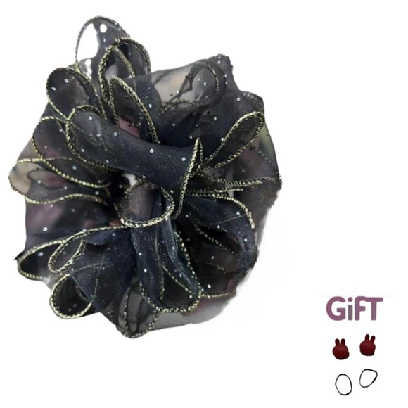 Rhinestone Mesh Hair Scrunchie Elastic Rubber Band for Bun Hairstyles Women - Picture 4 of 4